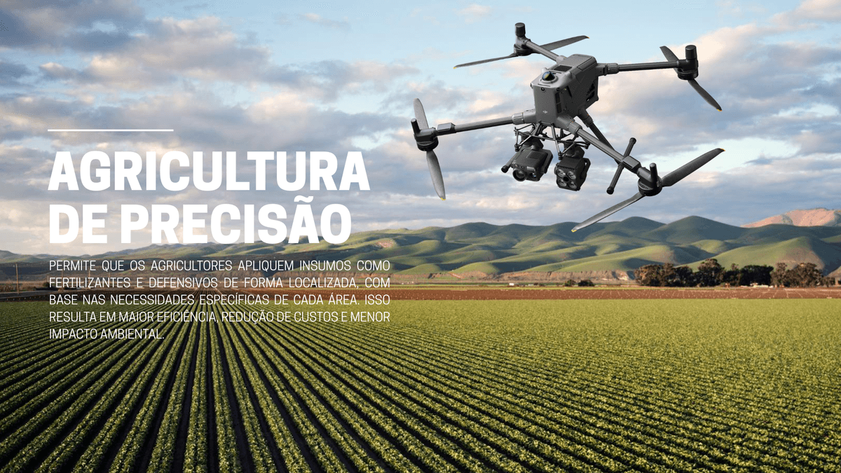 Drone profissional para topografia sobrevoando lavoura ao amanhecer